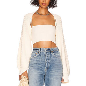 Lpa 'Magdala' White Knit Shrug Sweater Size M